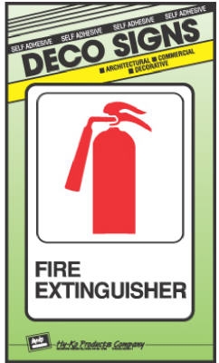 Sign,  inchFire Extinguisher inch, Peel & Stick, Red & Black Plastic, 5 x 7-In.