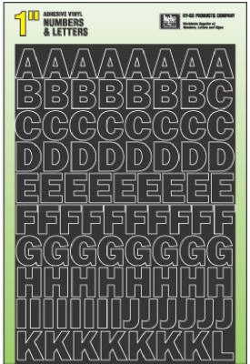 House Address Number & Letter Set, Peel & Stick, Black Vinyl, 1-In.