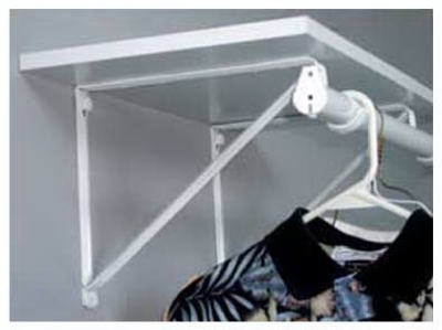 10.75-Inch White Shelf & Rod Bracket