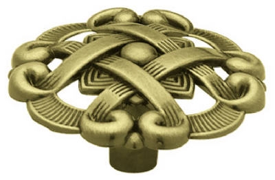1-1/2-Inch Antique Brass Weave Round Cabinet Knob