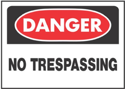 10 x 14-Inch White/ Red Danger No Trespassing Sign