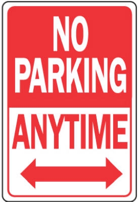 Sign,  inchNo Parking inch Sign, Red & White Aluminum, 12 x 18-In.