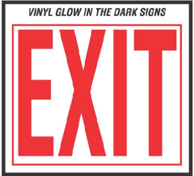 10 x 12-Inch Vinyl Glow In The Dark Exit Sign