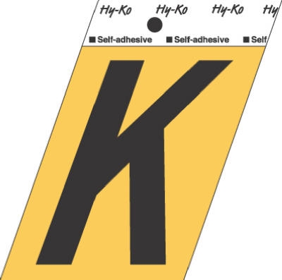 3-1/2-Inch Black/ Gold Aluminun Adhesive Letter K