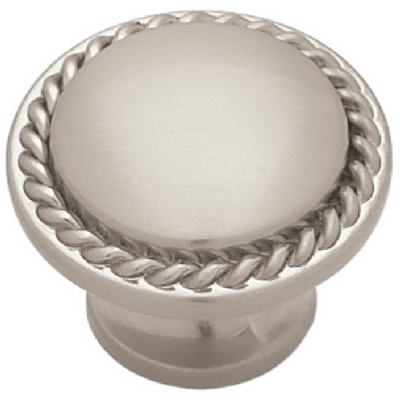 1-1/8-In. Nickel Rope Edge Cabinet Knob