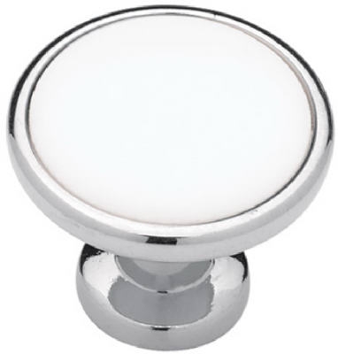 1.25-In. Chrome/ White Insert Cabinet Knob
