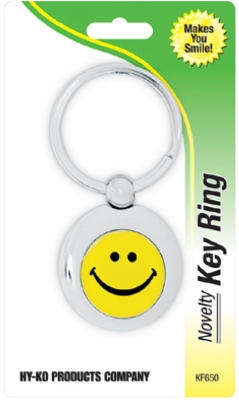 Key Chain, Smiley Face, Silver