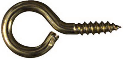 Screw Eye, Large, Brass, 1-3/16-In., #12, 5-Pk.
