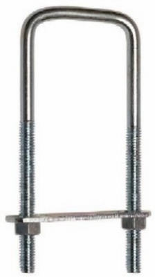 Square U-Bolt, With Plate and Hex Nuts, Zinc, 3/8 x 3-5/8 x 7-In.