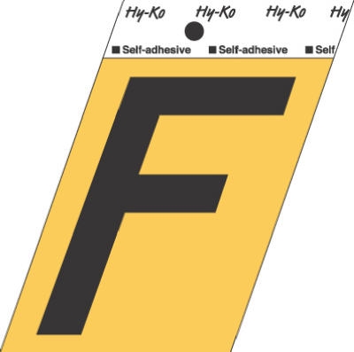 3-1/2-Inch Black/ Gold Aluminum Adhesive Letter F