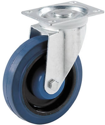 4-Inch Blue Elastic Swivel Plate Caster