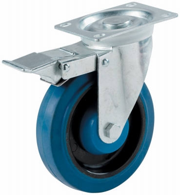 4-Inch Blue Swivel Plate Caster/ Brake