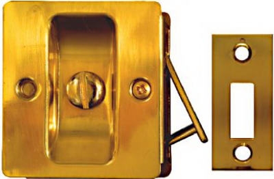 Pocket Door Lock Latch, Brass