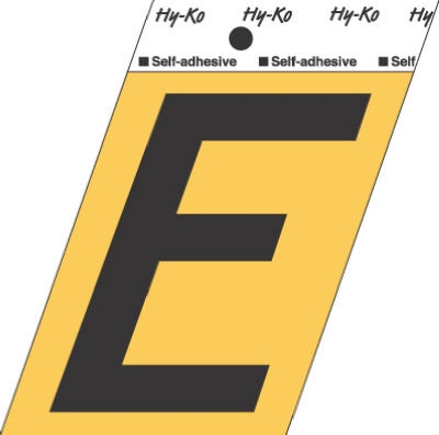 3-1/2-Inch Black/ Gold Aluminum Adhesive Letter E