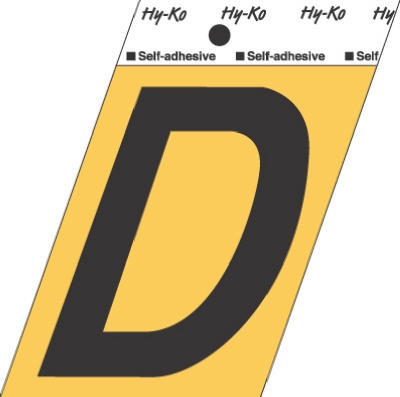 3-1/2-Inch Black/ Gold Aluminum Adhesive Letter D