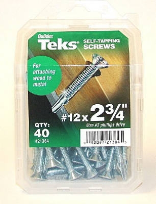 Teks #12 x 2-3/4-Inch Self-Tapping Phillips Wing-Head Screws, 40-Pack
