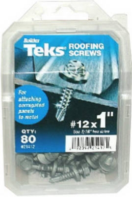 Teks #12 x 1-Inch Hex-Washer-Head Roofing Screws, 80-Pack