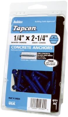 Tapcon 3/16 x 2-3/4-Inch Hex-Washer-Head Concrete Anchors, 75-Pack