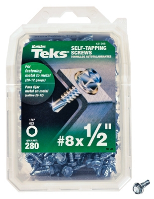 Drill Point Screws, Self-Tapping, Hex Washer Head, #8 x 1/2-In., 280-Pk.