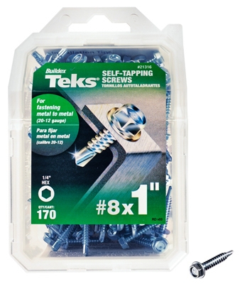 Drill Point Screws, Self-Tapping, Hex Washer Head, #8 x 1-In., 170-Pk.