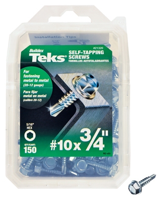 Drill Point Screws, Self-Tapping, Hex Washer Head, #10 x 3/4-In., 150-Pk.