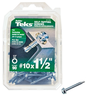 Drill Point Screws, Self-Tapping, Hex Washer Head, #10 x 1-1/2-In., 90-Pk.
