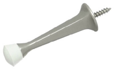 Doorstop, Wall-Mount, Rigid, Square, Satin Nickel, 3-In.