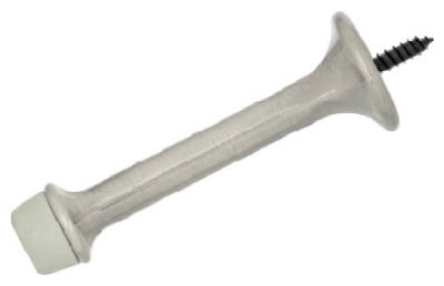 Doorstop, Wall-Mount, Rigid, Heavy-Duty, Satin Nickel, 3-In.