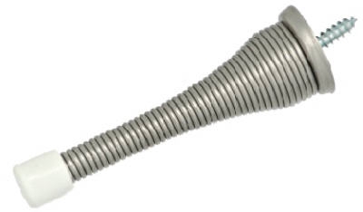 Doorstop, Wall-Mount, Spring, Satin Nickel, 3-In., 2-Pk.