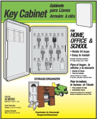 Key Cabinet, Holds 24 Keys, Plastic