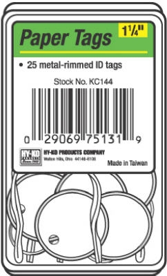 White Paper I.D. Tag, Split Ring, 1.25-In., 25-Pk.