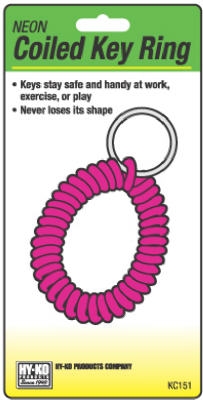 Key Ring With Wrist Coil & Split Ring, Neon
