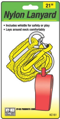Lanyard with Whistle, Nylon, 21-In.