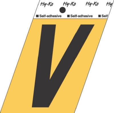 3-1/2-Inch Black/ Gold Aluminum Adhesive Letter V
