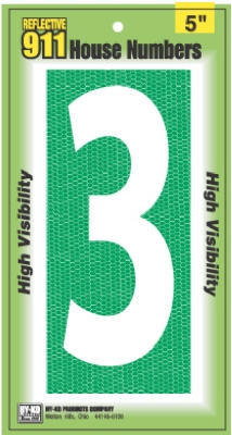 House Address Number  inch3 inch, Reflective, 911 High-Visibility, 5-In.