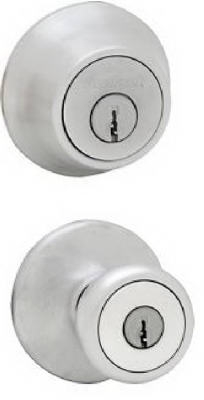 Security Tylo Entry Lockset And Single-Cylinder Deadbolt Combo Pack, Satin Chrome