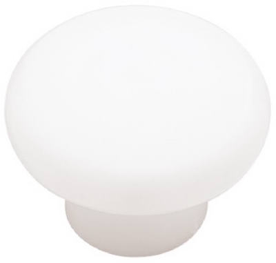 Cabinet Knob, White Plastic, 1-3/8-In. Round, Must Purchase in Quantities of 12