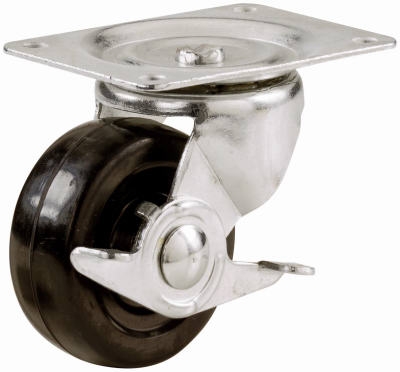 2-1/2-Inch Rubber Swivel Plate Caster/ Brake