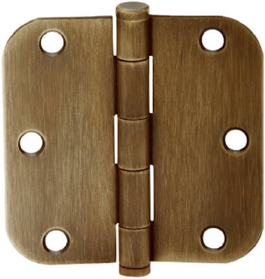 3-Pk., 3.5 In. Antique Brass Round-Corner Door Hinges