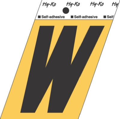 3-1/2-Inch Black/ Gold Aluminum Adhesive Letter W