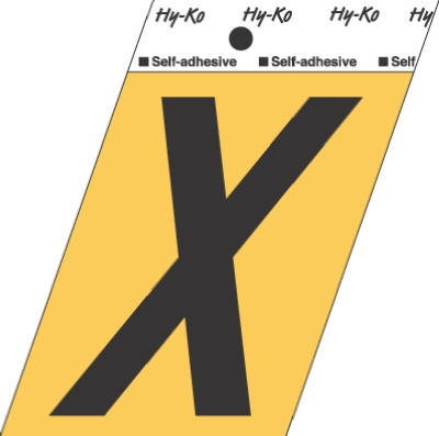 3-1/2-Inch Black/ Gold Aluminum Adhesive Letter X