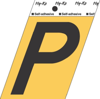 3-1/2-Inch Black/ Gold Aluminum Adhesive Letter P