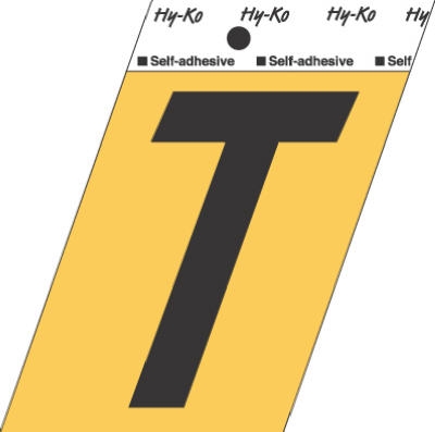 3-1/2-Inch Black/ Gold Aluminum Adhesive Letter T