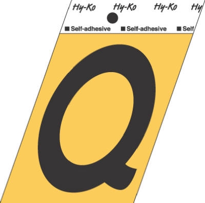 3-1/2-Inch Black/ Gold Aluminum Adhesive Letter Q