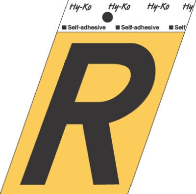 3-1/2-Inch Black/ Gold Aluminum Adhesive Letter R