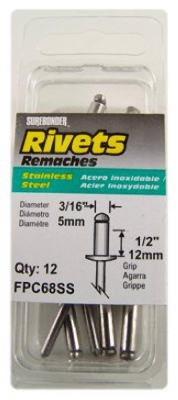 12-Pack Long Stainless-Steel Rivets