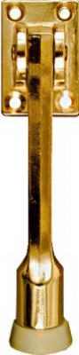Doorstop, Wall-Mount, Kick-Down, Bright Brass, 5-In.