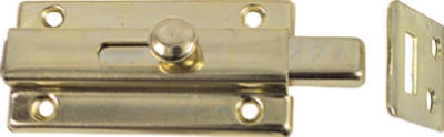 Door Slide Bolt, Brass, 3-In.