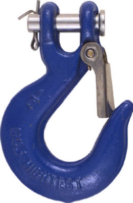 Clevis Slip Hook With Latch, Blue, 1/4-In.
