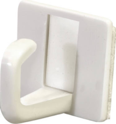 Adhesive Cup Hook, White, Plastic, 6-Pk.